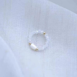 Moonstone & Obsidian Cat Resizable Bead Rings