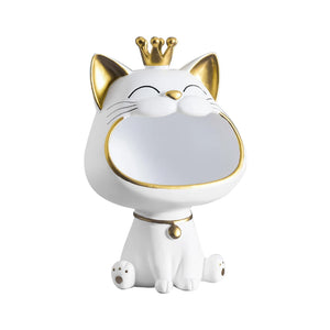 Resin Fortune Cat Storage Sculpture Candy Sundries Animal Sculpture Non-toxic Harmless Household Supplies for Office Coffee Shop