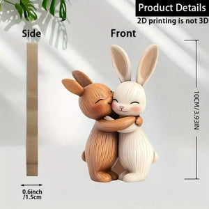 Wooden Kitten Couple Sculpture - 2D Flat Charming Design with Light & Dark Wood Grain, Desktop Entrance Decor for Cat Enthusiast