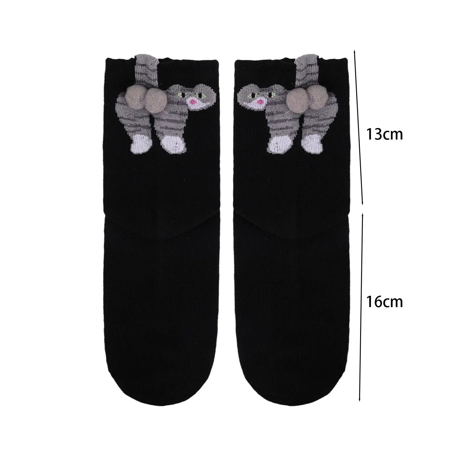 Cute Cat Socks with Balls Funny Cotton Crew Socks Breathable Soft Cotton Sock Girl Women Socks Novelty Gifts for Cat Lovers