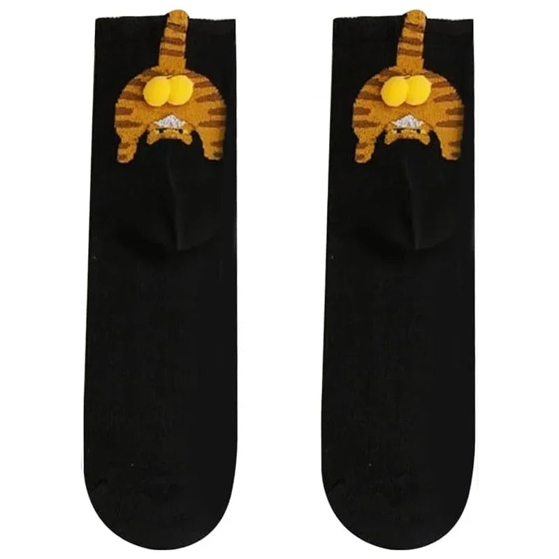 Cute Cat Socks with Balls Funny Cotton Crew Socks Breathable Soft Cotton Sock Girl Women Socks Novelty Gifts for Cat Lovers