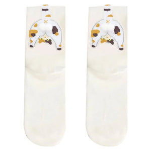 Cute Cat Socks with Balls Funny Cotton Crew Socks Breathable Soft Cotton Sock Girl Women Socks Novelty Gifts for Cat Lovers