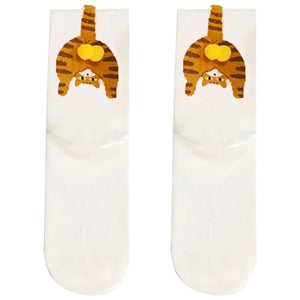 Cute Cat Socks with Balls Funny Cotton Crew Socks Breathable Soft Cotton Sock Girl Women Socks Novelty Gifts for Cat Lovers