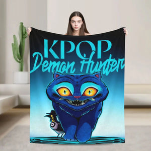 Anime Tiger Demon Huntrix Cozy Super Soft Flannel Blanket Lovely K-Pop Demon Hunter Anime Warm Throw Blanket For Living Room
