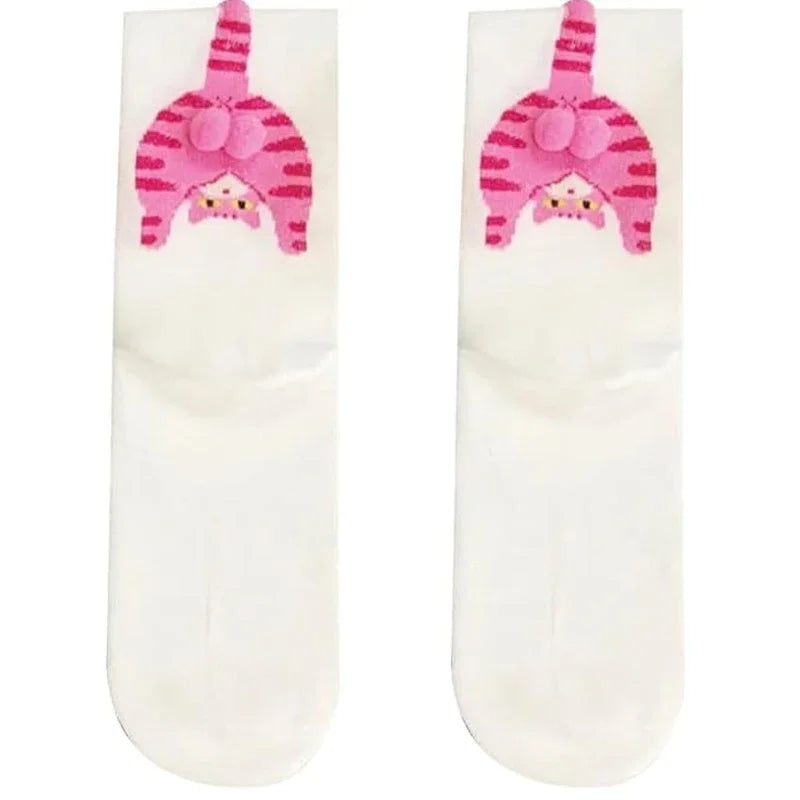 Cute Cat Socks with Balls Funny Cotton Crew Socks Breathable Soft Cotton Sock Girl Women Socks Novelty Gifts for Cat Lovers