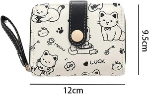 Cute Printed Cat Coin Purse Women Fashion Mini Purses High Quality PU Leather Wallet Perfect for Women's Daily Carrying Card Bag