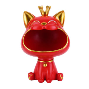 Resin Fortune Cat Storage Sculpture Candy Sundries Animal Sculpture Non-toxic Harmless Household Supplies for Office Coffee Shop