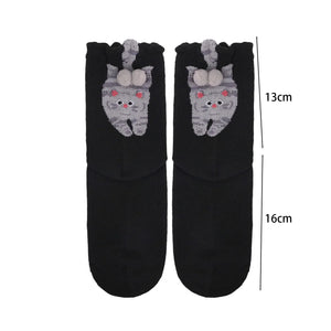 Cute Cat Socks with Balls Funny Cotton Crew Socks Breathable Soft Cotton Sock Girl Women Socks Novelty Gifts for Cat Lovers