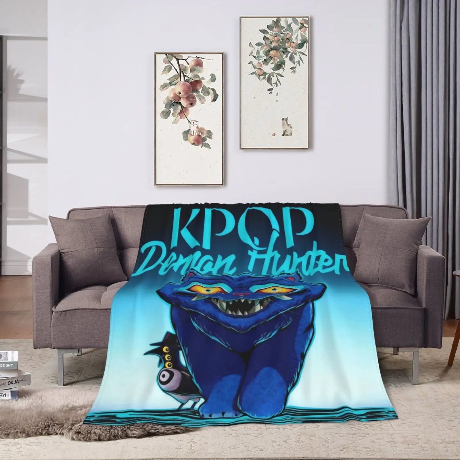 Anime Tiger Demon Huntrix Cozy Super Soft Flannel Blanket Lovely K-Pop Demon Hunter Anime Warm Throw Blanket For Living Room