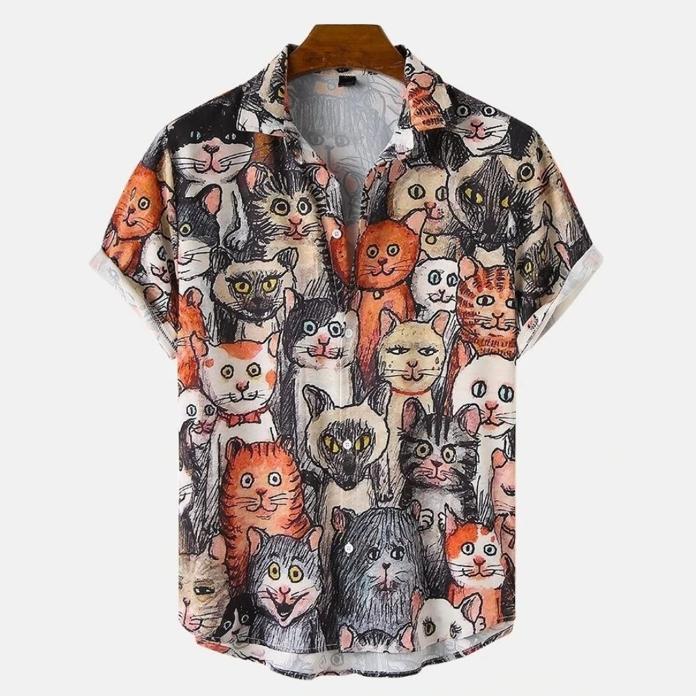 Hawaiian Casual Wear Cat Shirt