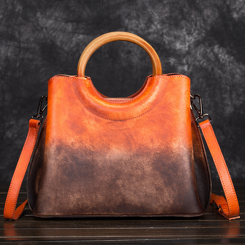 Suede Leather Hand Painted Handbag