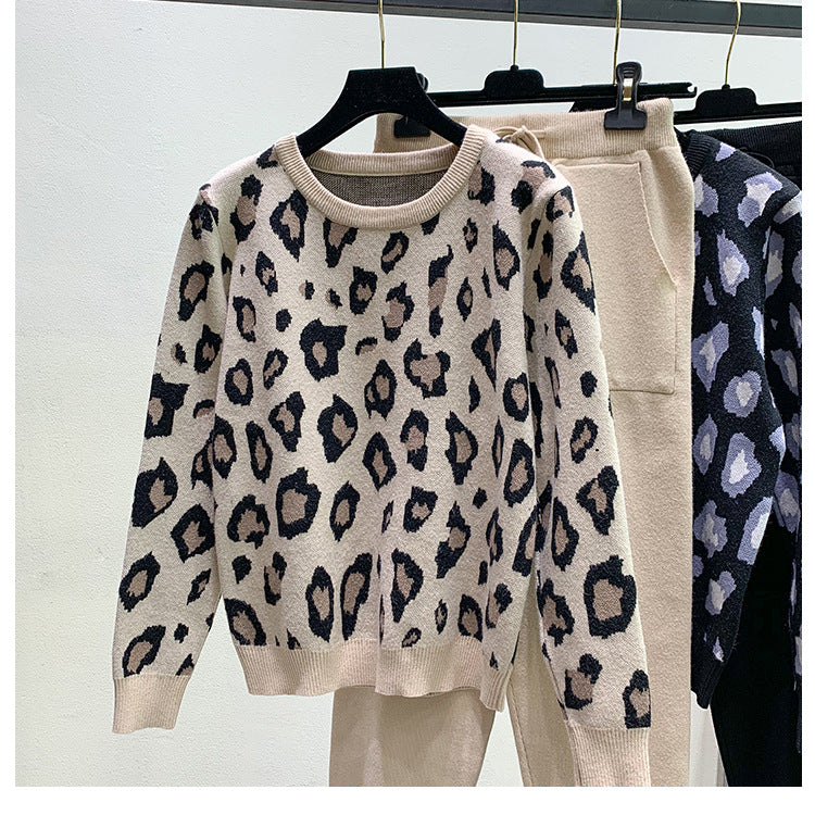 Cheetah Print Sweater Pant Set