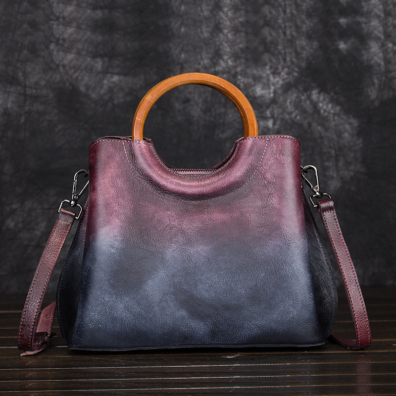 Suede Leather Hand Painted Handbag