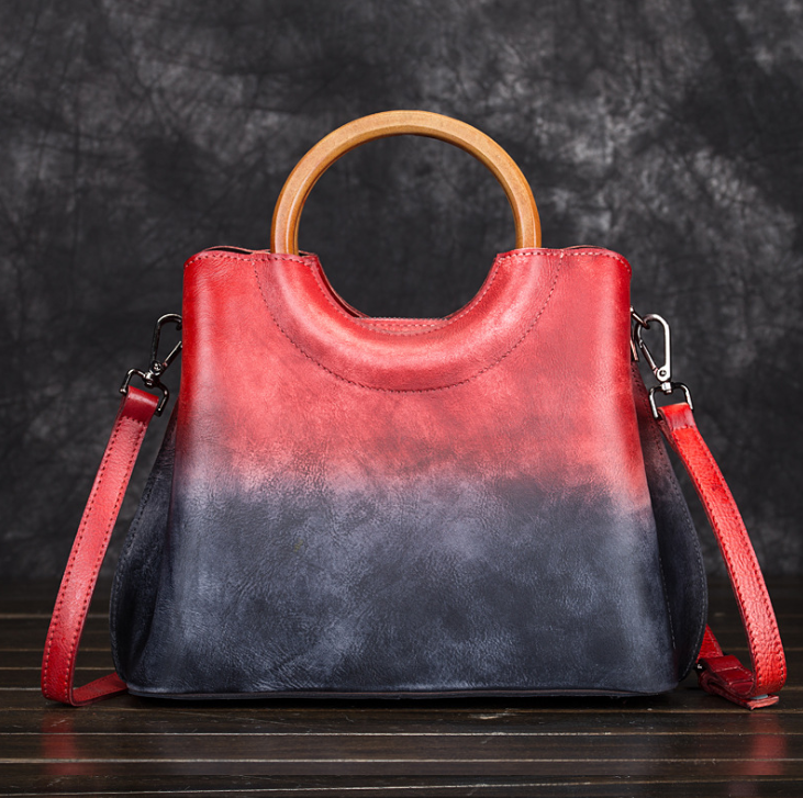 Suede Leather Hand Painted Handbag