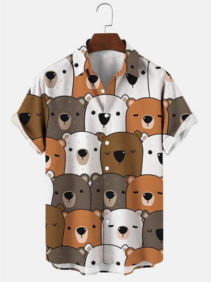 Bear Print Hawaiian Men's Shirt