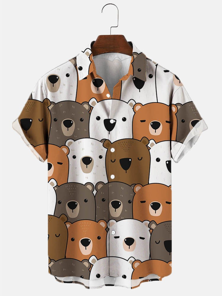 Bear Print Hawaiian Men's Shirt