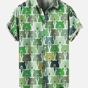 Bear Print Hawaiian Men's Shirt