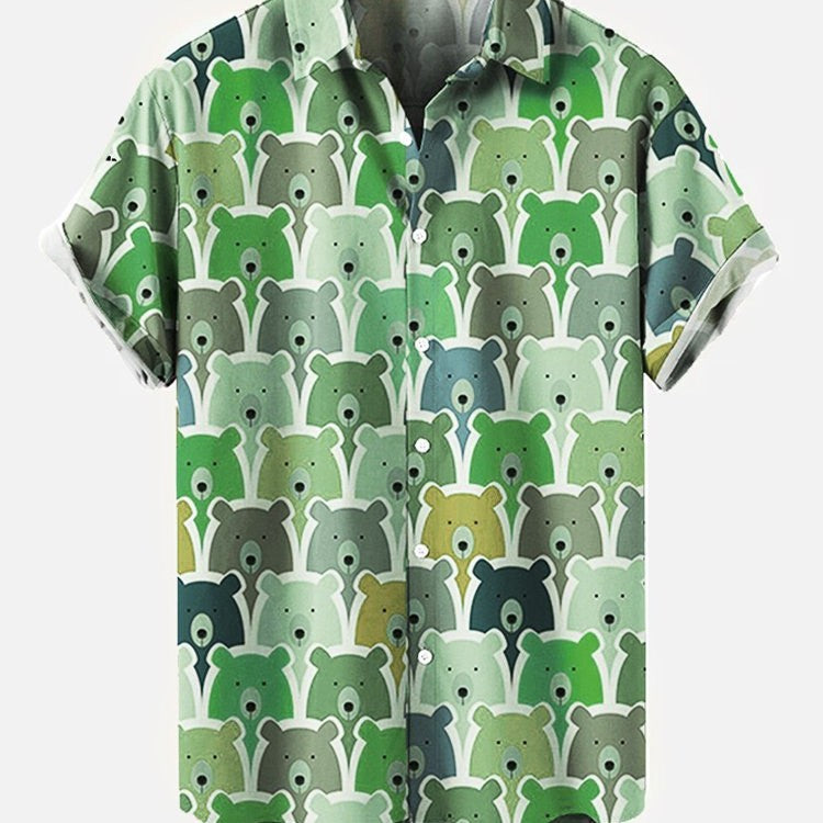 Bear Print Hawaiian Men's Shirt