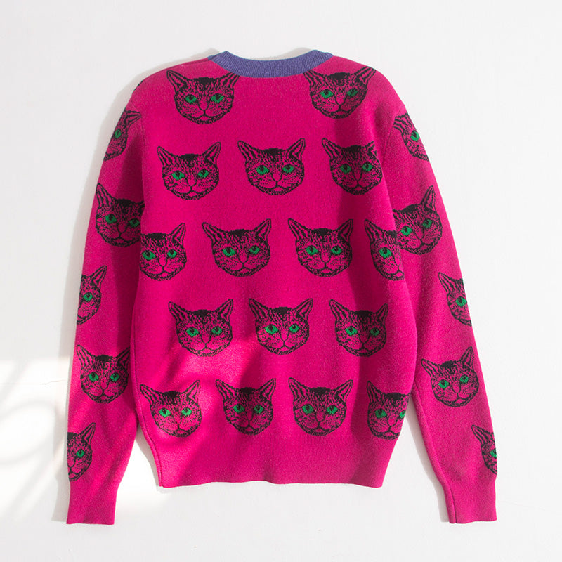 Trendy Pink Cat Sweater