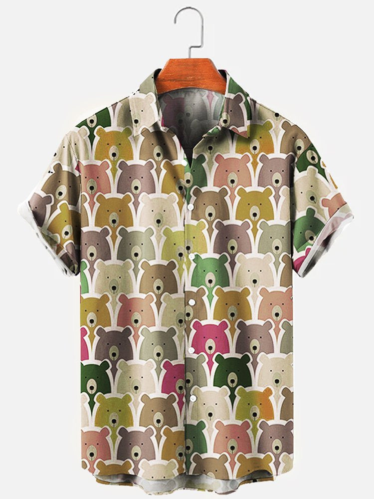 Bear Print Hawaiian Men's Shirt