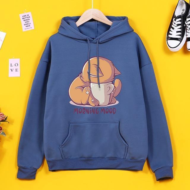 Morning Mood Cat Hoodie