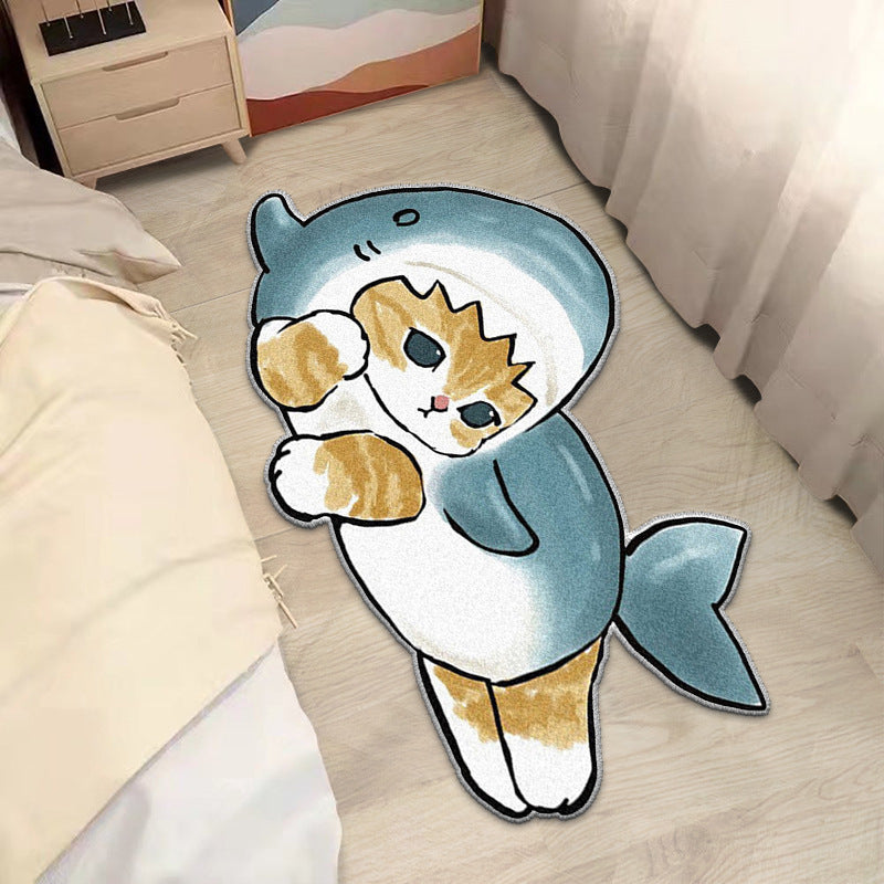 Adorable Cartoon Cat Bedside Rug | Soft, Durable & Playful “Cat Student” Cat Rug