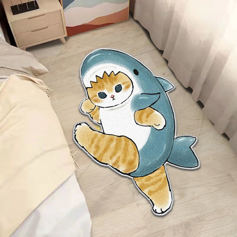 Adorable Cartoon Cat Bedside Rug | Soft, Durable & Playful “Cat Student” Cat Rug