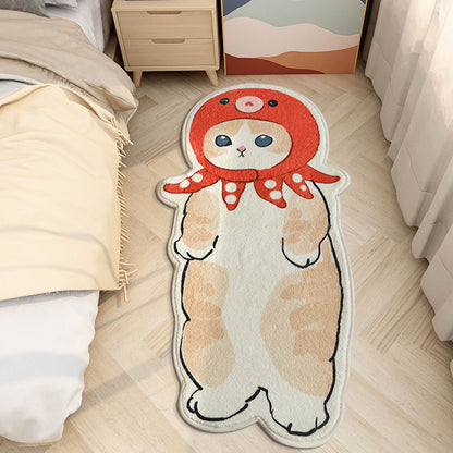 Adorable Cartoon Cat Bedside Rug | Soft, Durable & Playful “Cat Student” Cat Rug