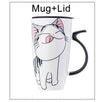 Drinkware 600ml Creative Cat Ceramic Mug With Lid Spoon Beer Cup of Coffee Original and Funny Cups to Give Away Couple Gift Mugs