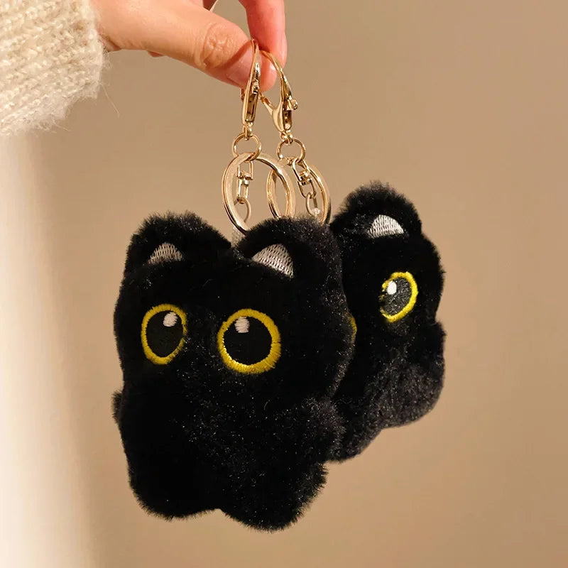 Cartoon Cute Black Cat Key Chain Plush Toy Doll Small Pendant Cuddly Pillow Cushion Ins Black Cat For Boys Girls Birthday Gifts