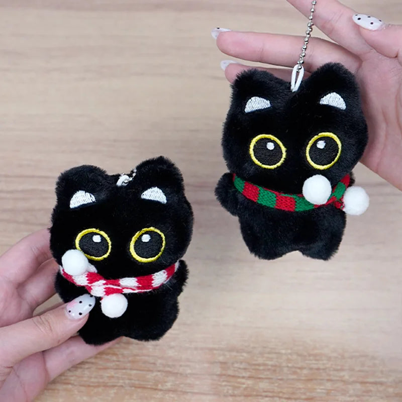 Cartoon Cute Black Cat Key Chain Plush Toy Doll Small Pendant Cuddly Pillow Cushion Ins Black Cat For Boys Girls Birthday Gifts