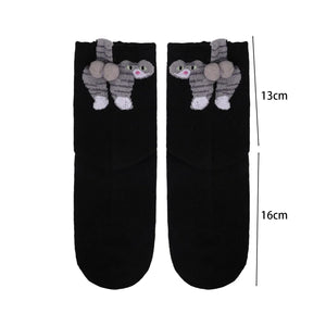 Cute Cat Socks with Balls Funny Cotton Crew Socks Breathable Soft Cotton Sock Girl Women Socks Novelty Gifts for Cat Lovers