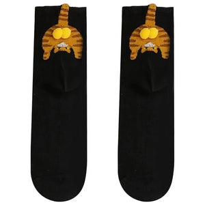 Cute Cat Socks with Balls Funny Cotton Crew Socks Breathable Soft Cotton Sock Girl Women Socks Novelty Gifts for Cat Lovers