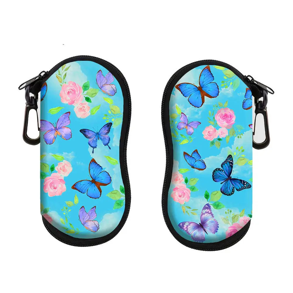 Vintage Flowers Sunglasses Case Glasses Case For Women Men Cute Black Cat Printed Eyeglasses Case Glasses Box With Zipper