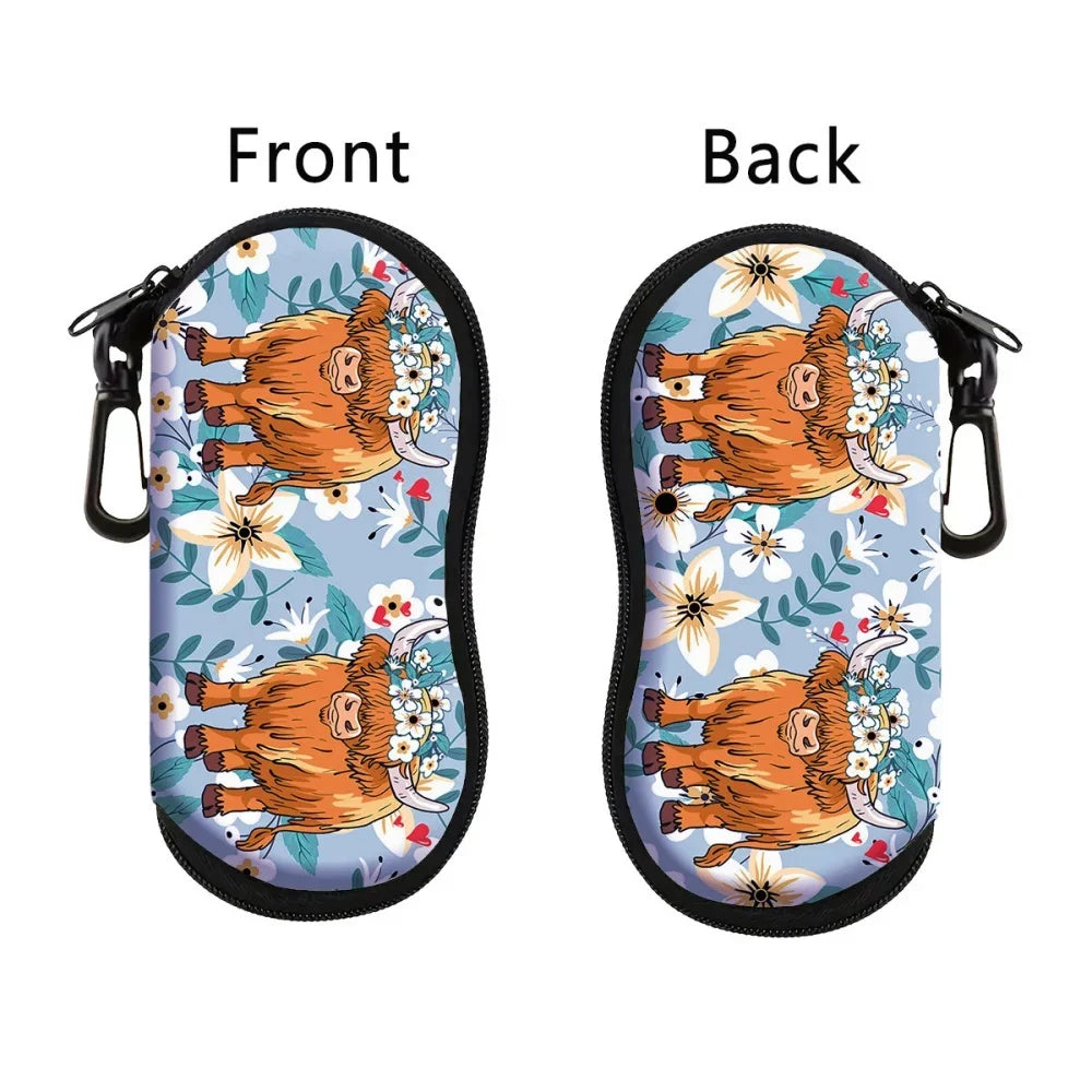 Vintage Flowers Sunglasses Case Glasses Case For Women Men Cute Black Cat Printed Eyeglasses Case Glasses Box With Zipper