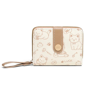 Cute Printed Cat Coin Purse Women Fashion Mini Purses High Quality PU Leather Wallet Perfect for Women's Daily Carrying Card Bag