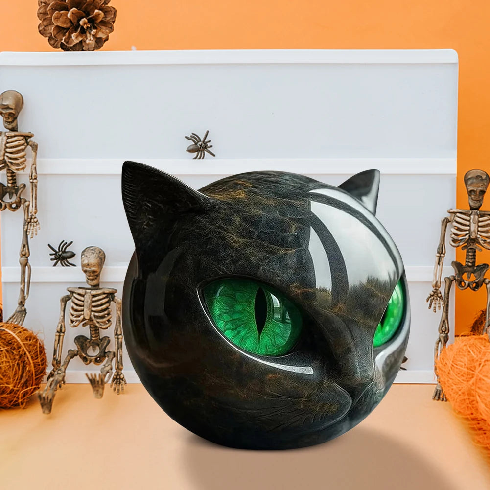 Black Cat Figurine Luxury Black Cat Stone Sculpture Ornaments Black Obsidian Crystal Gemstone Cat Healing Stone Decor Craft Gift