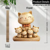 Wooden Kitten Couple Sculpture - 2D Flat Charming Design with Light & Dark Wood Grain, Desktop Entrance Decor for Cat Enthusiast