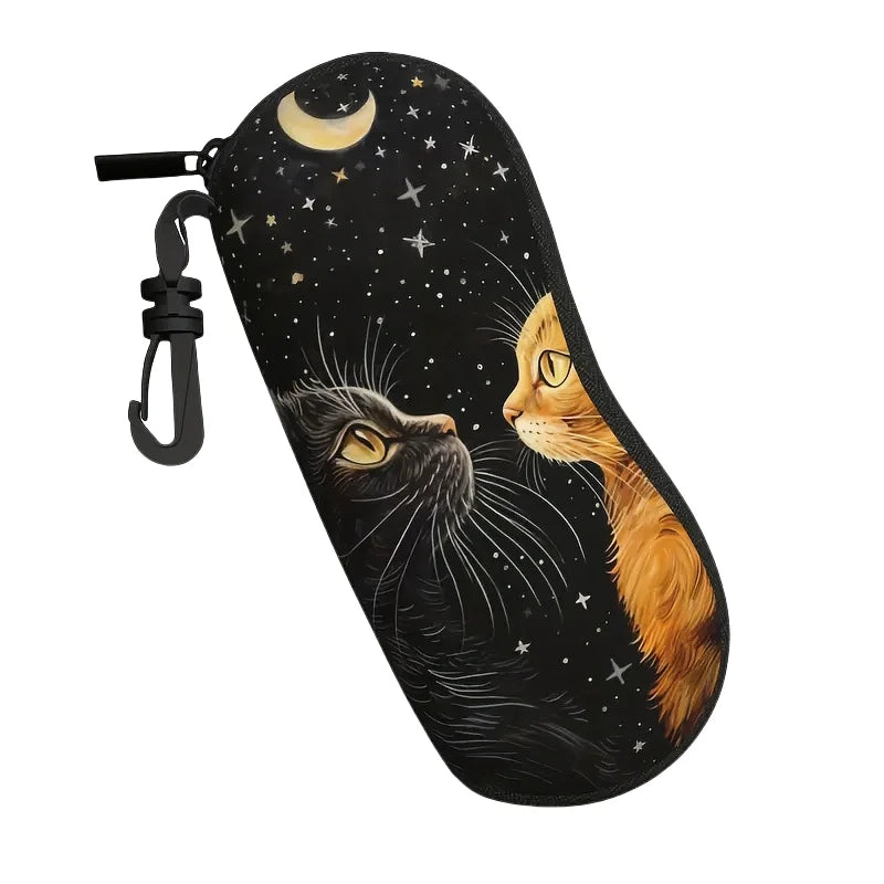 Vintage Flowers Sunglasses Case Glasses Case For Women Men Cute Black Cat Printed Eyeglasses Case Glasses Box With Zipper