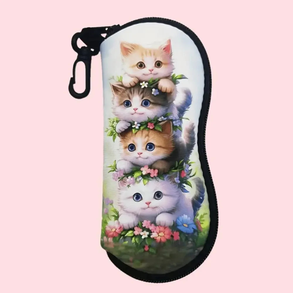 Vintage Flowers Sunglasses Case Glasses Case For Women Men Cute Black Cat Printed Eyeglasses Case Glasses Box With Zipper