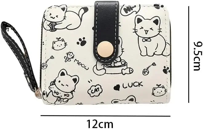 Cute Printed Cat Coin Purse Women Fashion Mini Purses High Quality PU Leather Wallet Perfect for Women's Daily Carrying Card Bag