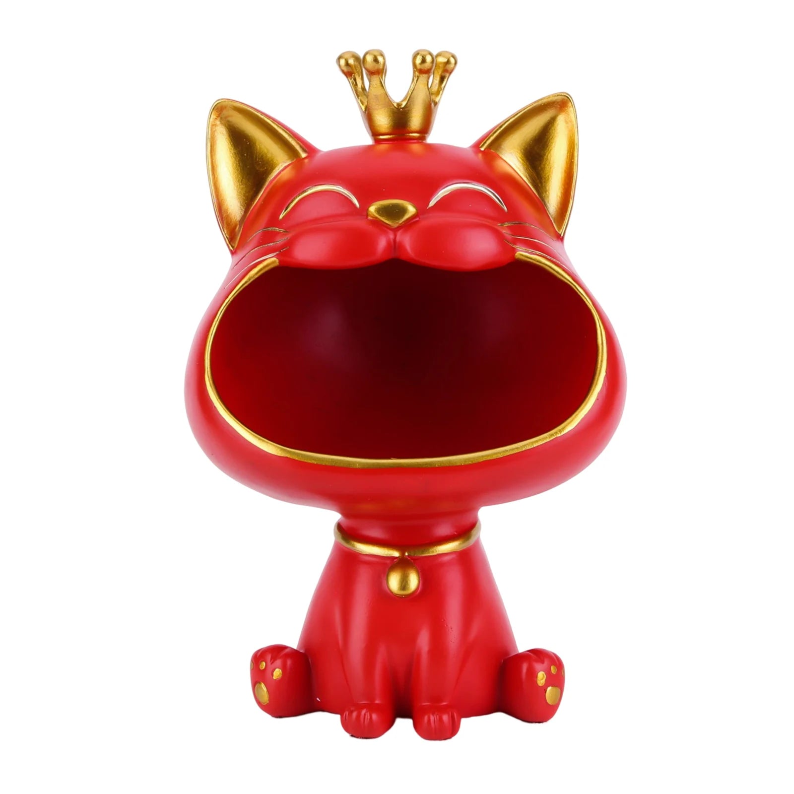Resin Fortune Cat Storage Sculpture Candy Sundries Animal Sculpture Non-toxic Harmless Household Supplies for Office Coffee Shop