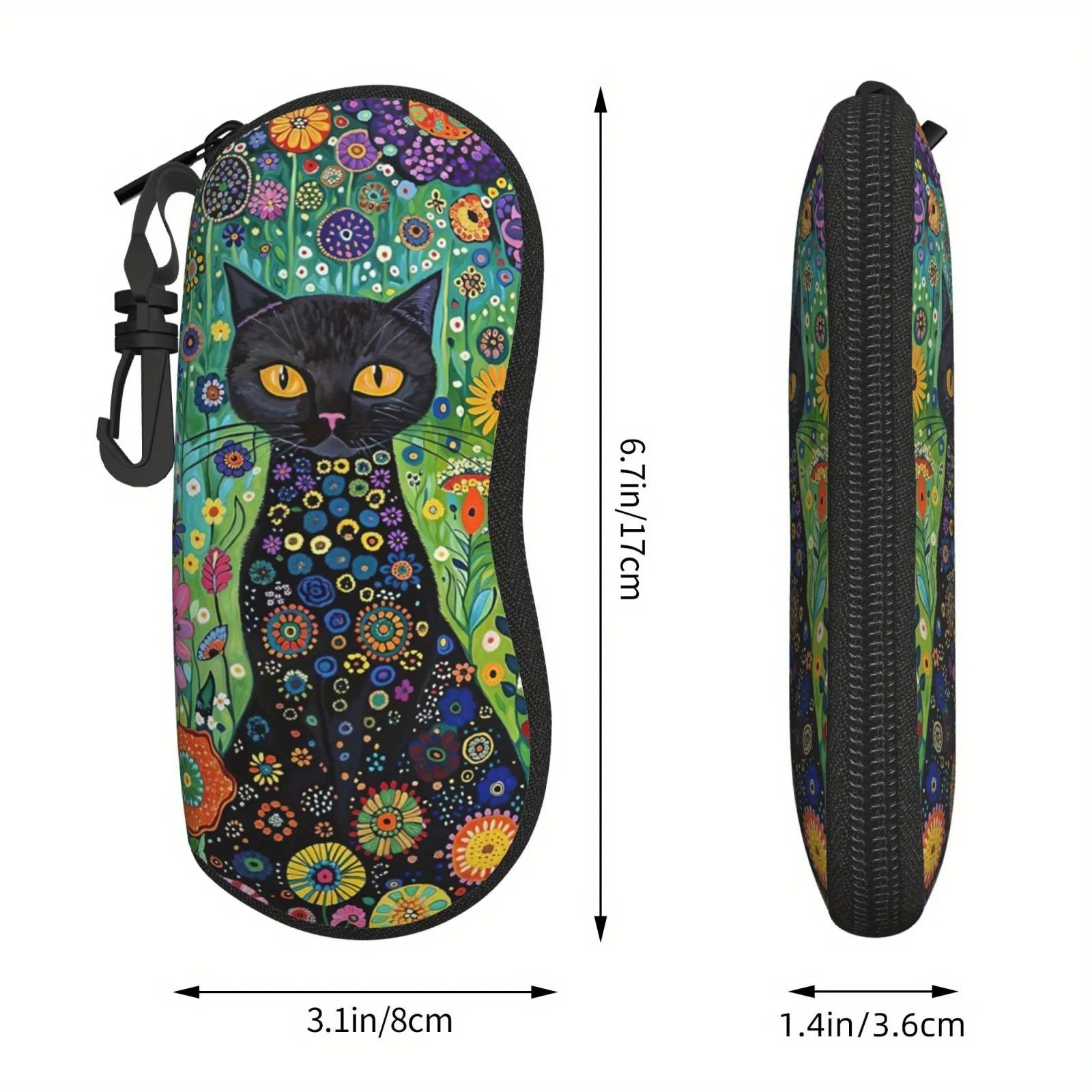 Vintage Flowers Sunglasses Case Glasses Case For Women Men Cute Black Cat Printed Eyeglasses Case Glasses Box With Zipper