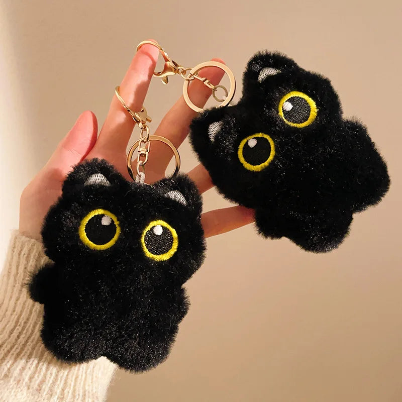 Cartoon Cute Black Cat Key Chain Plush Toy Doll Small Pendant Cuddly Pillow Cushion Ins Black Cat For Boys Girls Birthday Gifts