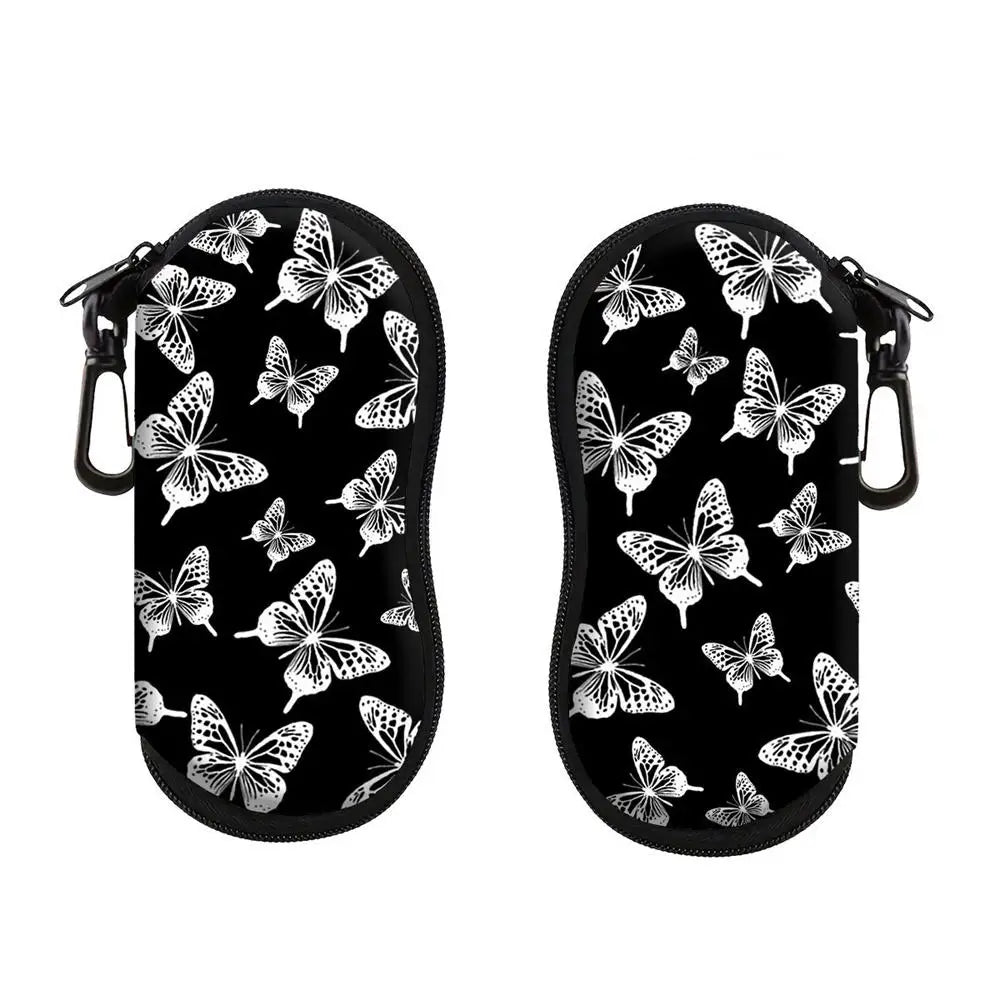 Vintage Flowers Sunglasses Case Glasses Case For Women Men Cute Black Cat Printed Eyeglasses Case Glasses Box With Zipper