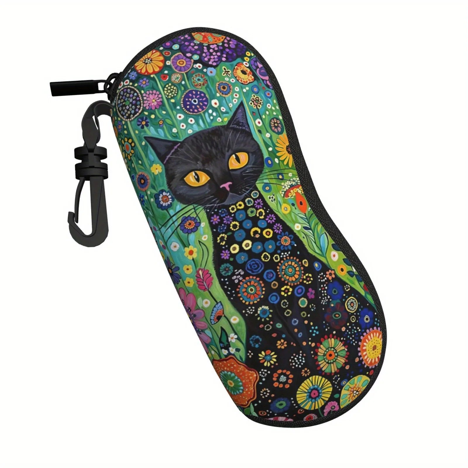 Vintage Flowers Sunglasses Case Glasses Case For Women Men Cute Black Cat Printed Eyeglasses Case Glasses Box With Zipper