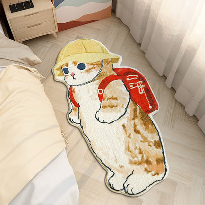 Adorable Cartoon Cat Bedside Rug | Soft, Durable & Playful “Cat Student” Cat Rug