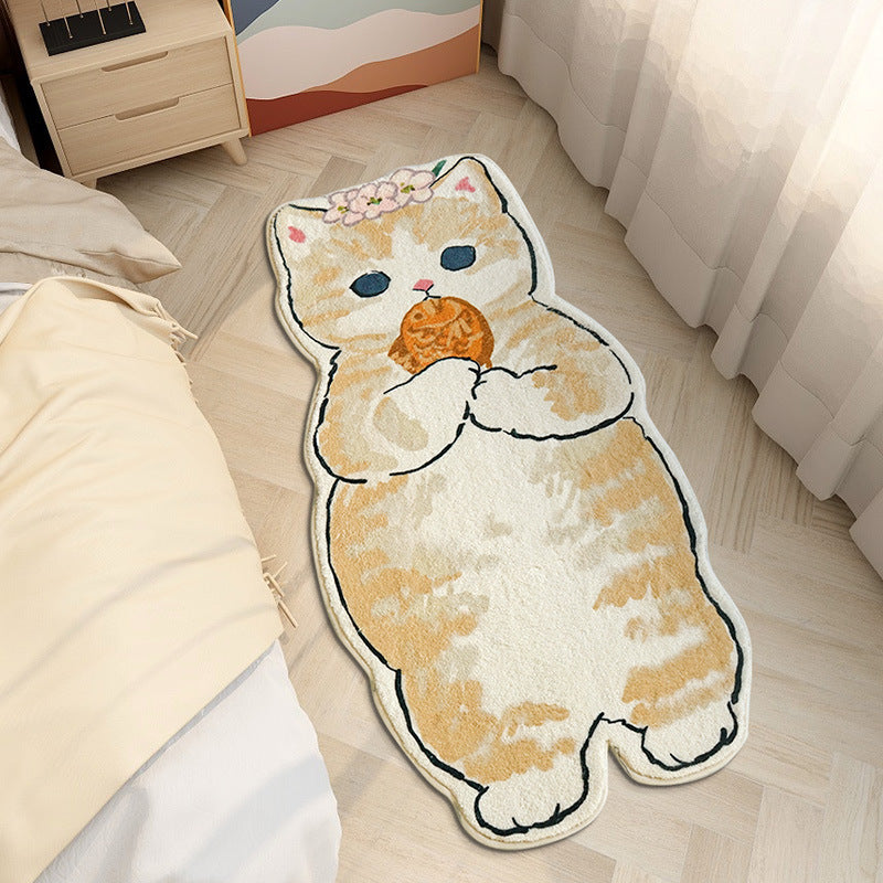 Adorable Cartoon Cat Bedside Rug | Soft, Durable & Playful “Cat Student” Cat Rug
