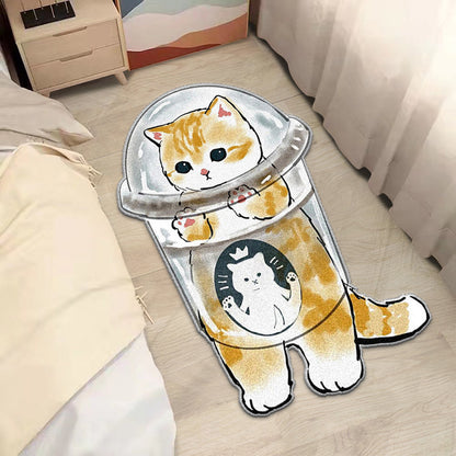 Adorable Cartoon Cat Bedside Rug | Soft, Durable & Playful “Cat Student” Cat Rug