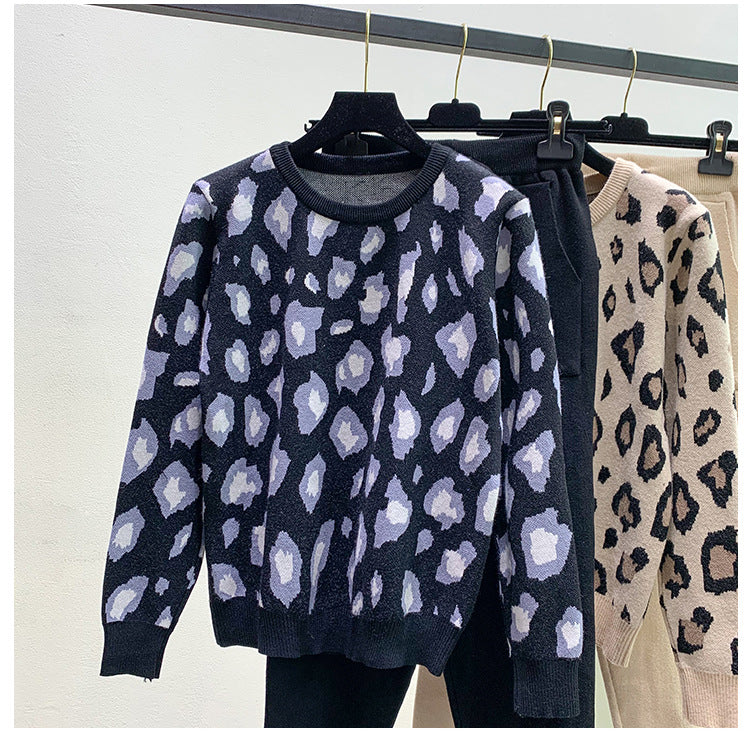Cheetah Print Sweater Pant Set